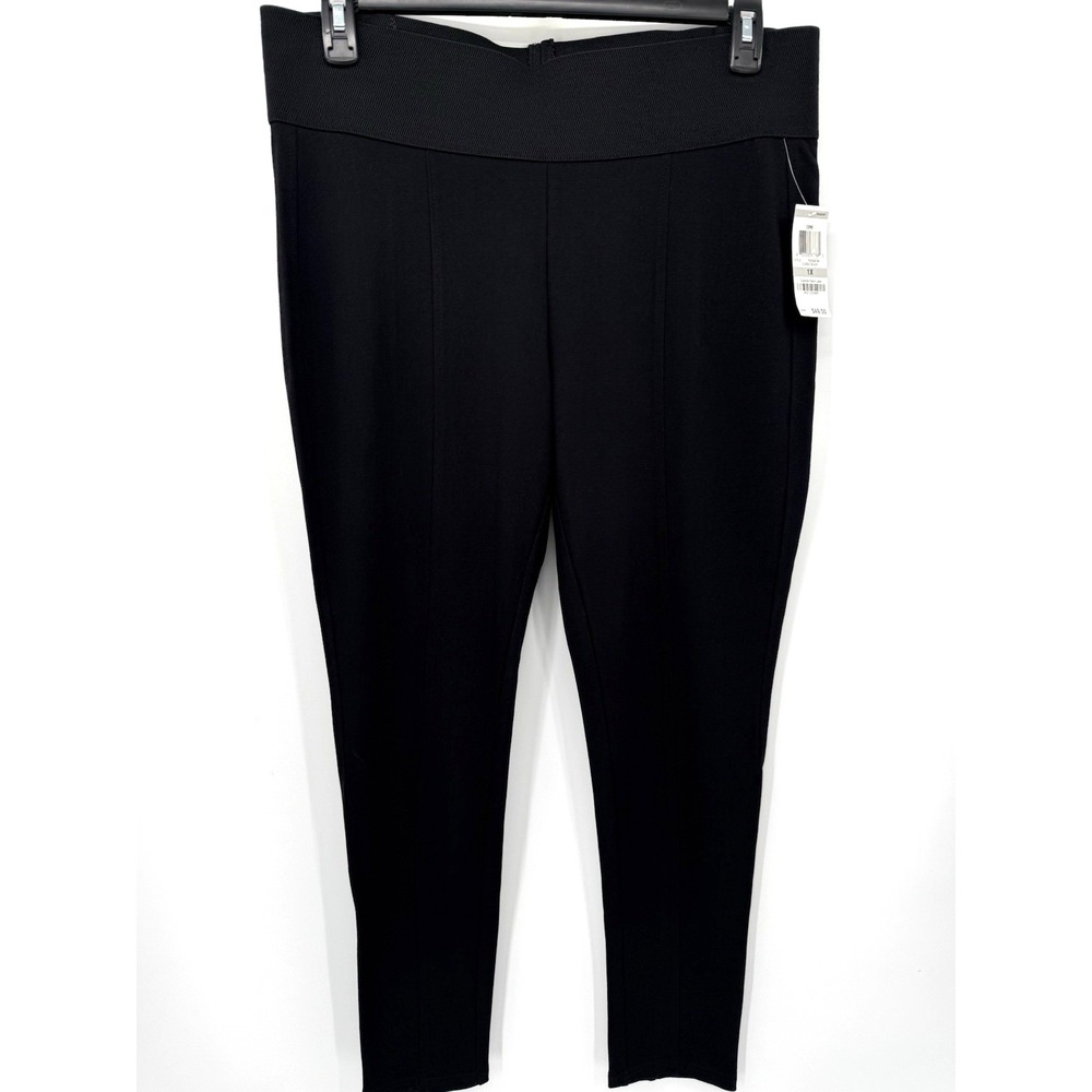 American Rag Leggings Women 1X Black High Rise Seamed Ponte Pull On P3FQ02CBK
